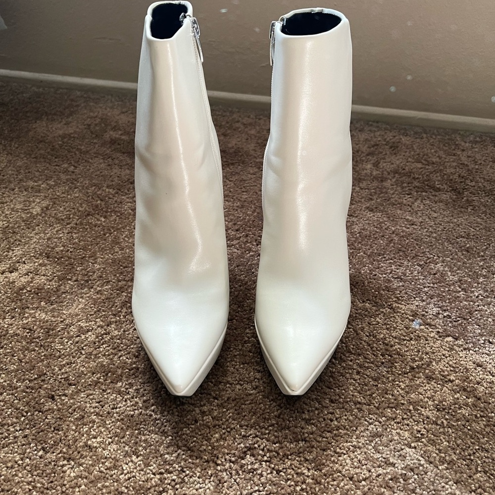 Nine West White Ankle Booties